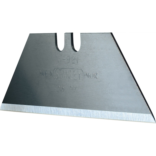 STANLEY 11-921 utility knife blade, silver metal, straight-edged, product photography on white background.