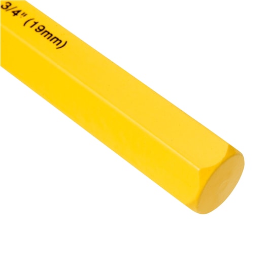 STANLEY 16-310 yellow carpenter pencil photography, angled on white background.
