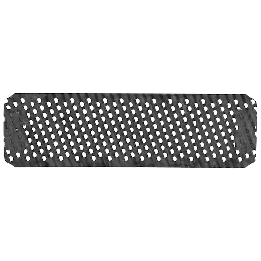 Stanley steel rasp blade top view, rectangular with perforated pattern, photography category