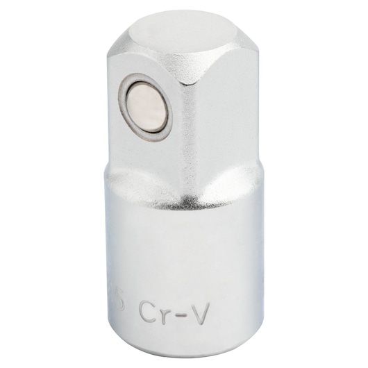 STANLEY 4-86-215 socket adapter, silver metal, photographed upright on white background.