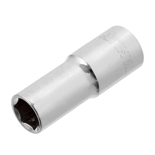 STANLEY 4-86-322 chrome socket tool, photography, angled view on white background.