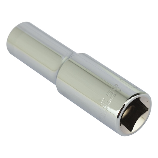 STANLEY 4-86-420 chrome spark plug socket, tool category, angled on white background.