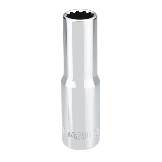 Photo of STANLEY 4-86-421 chrome deep socket tool, product category photography, front angle.