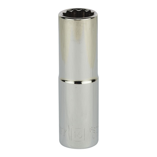 STANLEY 4-86-424 chrome deep socket, front angle, tool accessory, polished finish