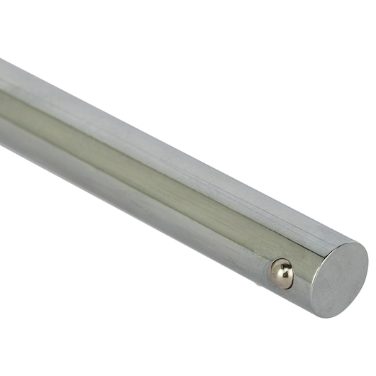 STANLEY 4-86-440 chrome extension bar, cylindrical metal with locking ball end, side angle on white background.