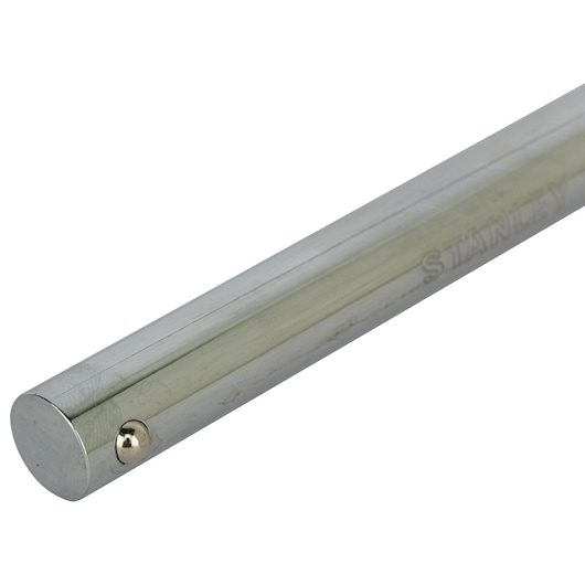 STANLEY 4-86-440 chrome extension bar with release ball, tool accessory, side angle on white background.