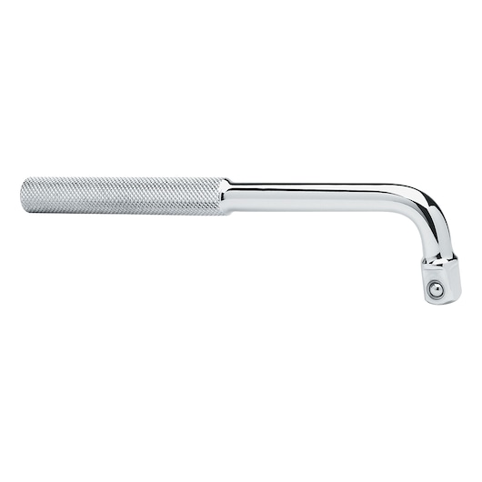 Stanley 4-86-493 chrome knurled L handle photography, white background side angle.