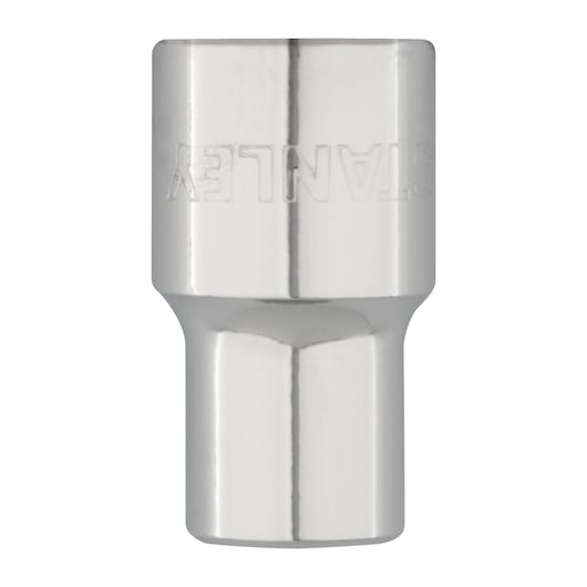 STANLEY 4-86-511 chrome socket, cylindrical hand tool, front view on white background.