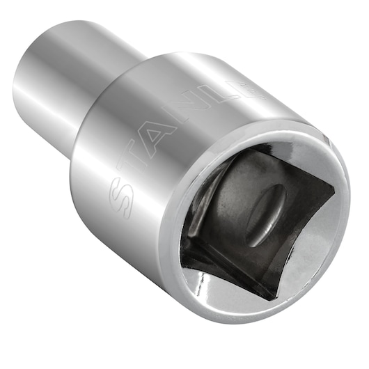 STANLEY 4-86-512 chrome socket tool, close-up angled product photography on white background.