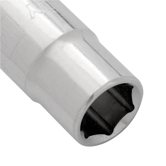 STANLEY 4-86-514 chrome socket close-up showing polished silver finish and six-point interior.