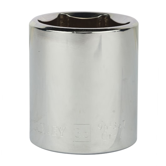 Stanley 4-86-536 chrome socket, product photography on white background, front angle, tool accessory.