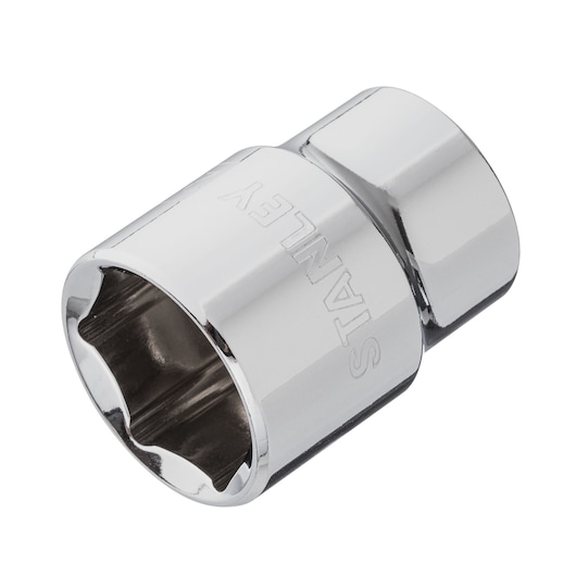 STANLEY 4-88-744 chrome socket, tool accessory, angled view on white background.