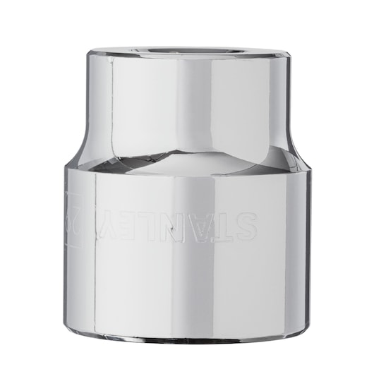 STANLEY 4-88-751 chrome socket, front angle, tool accessory for wrenches shown on white background.