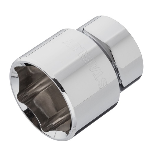 STANLEY 4-88-751 chrome socket, six-point, automotive tool, close-up angle on white background.