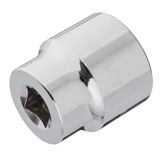 STANLEY 4-88-752 chrome socket, photography of socket tool angled on white background.