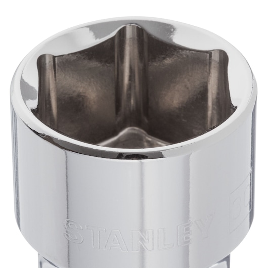STANLEY 4-88-752 chrome socket, close-up, open end facing up, product photography on white background.