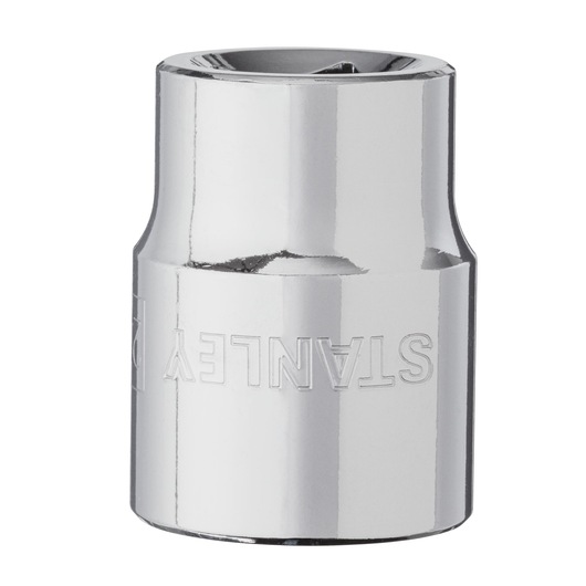STANLEY 4-88-794 chrome socket, cylindrical hand tool accessory, front view on white background.