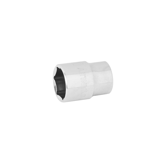 STANLEY 4-88-820 chrome socket, hex design, shown angled on white background, hand tool accessory.