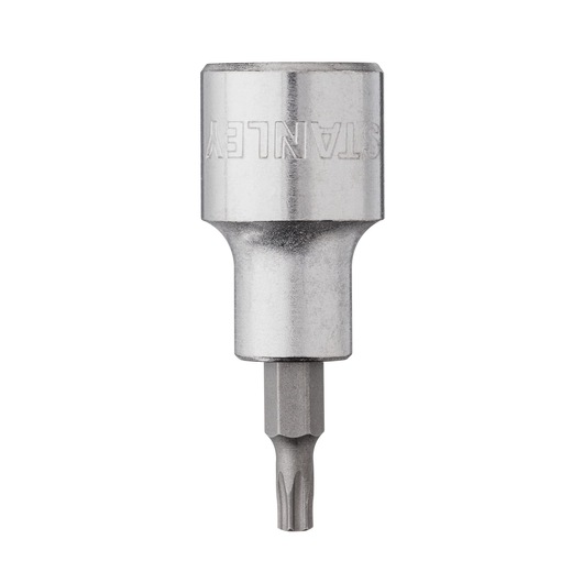 STANLEY 4-89-216 silver torx bit socket, product photography, front view on white background.