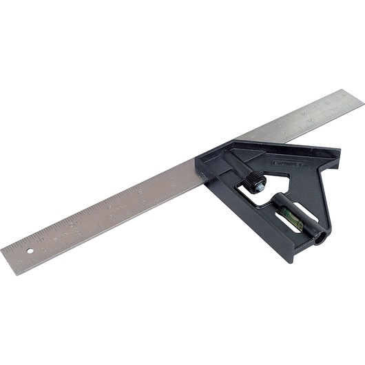 STANLEY 46-012 photography of combination square with metal ruler, angled view on white background.