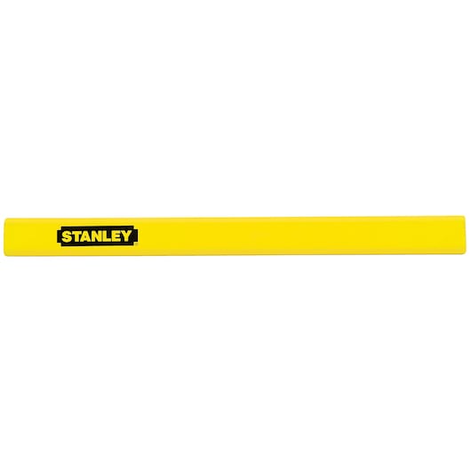 Stanley 47-350 yellow carpenter pencil, photography, front angle on white background.