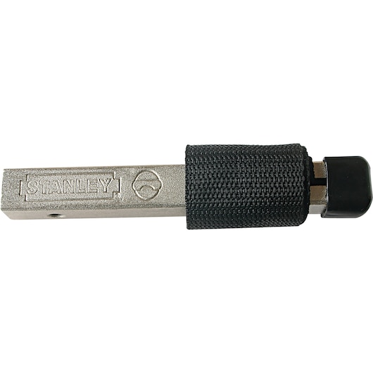 Photo of STANLEY 78-230 flat corner clamp with black grip, showing side view on white background.