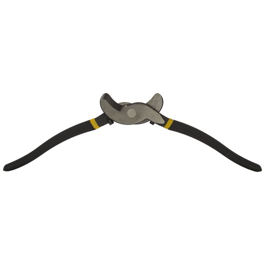 STANLEY 84-258LA lopper tool with black curved handles and silver cutting blade, front angle on white background.
