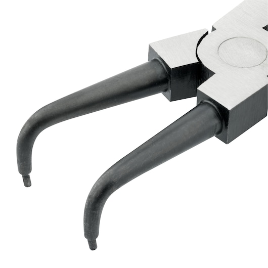 STANLEY 84-274 circlip pliers with bent tips, close-up on tool head, photography on white background.