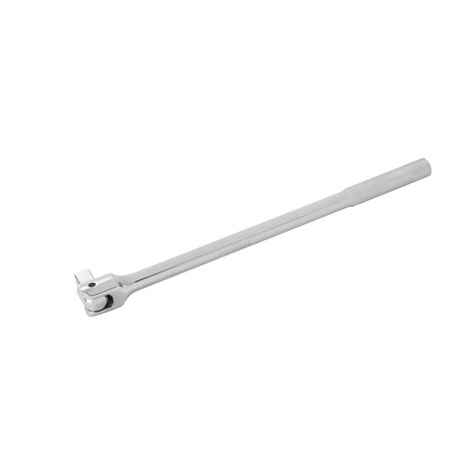STANLEY 89-302 chrome breaker bar tool, long handle, knurled grip, side angle, white background.