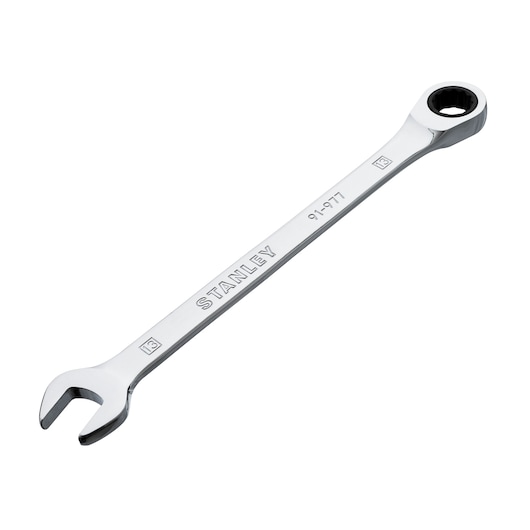 STANLEY 91-977 combination wrench, chrome finish, photography on white background, tool category.