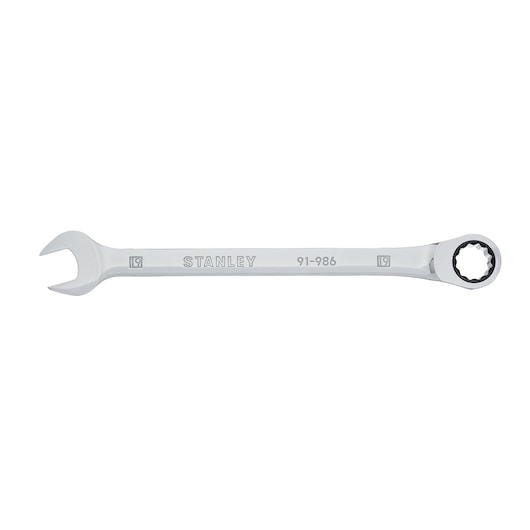 RATCHET WRENCH 19MM STANLEY  white background ANGLE