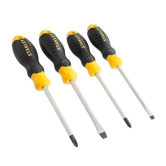 SCREWDRIVERS SET ON WHITE BACKGROUND SIDE VIEW