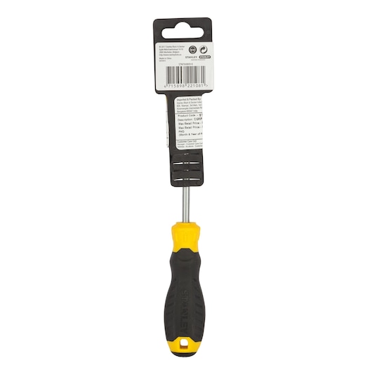 STANLEY STMT60809-8 screwdriver with black and yellow handle, rear view on white background.