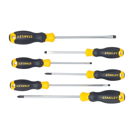 SCREWDRIVERS SET ON WHITE BACKGROUND FRONT VIEW