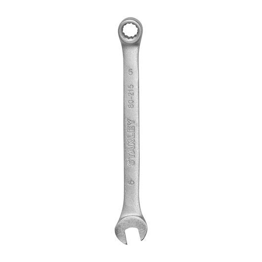 Stanley STMT80215-840 combination wrench, silver finish, photographed from top on white background.
