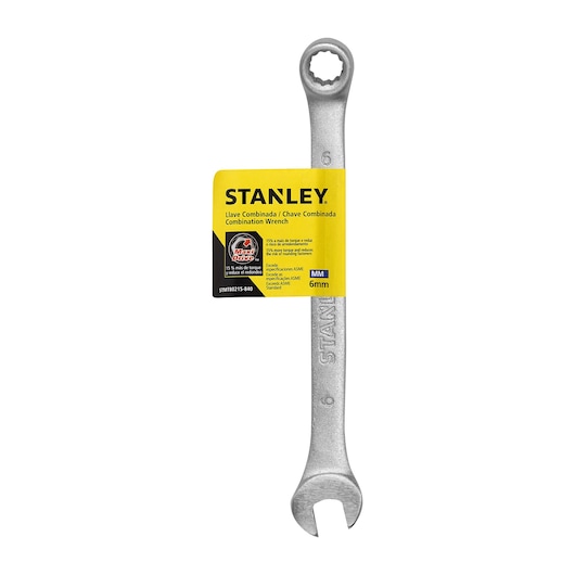 Photo of STANLEY STMT80215-840 combination wrench 6mm, silver finish, front angle on white background.