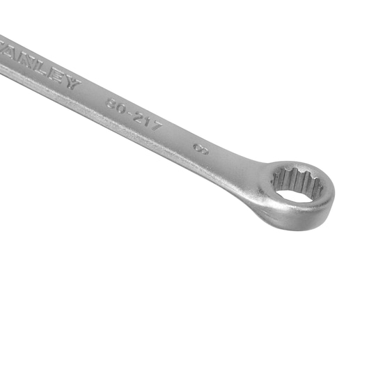 STANLEY STMT80217-840 box-end wrench, silver finish, close-up angle on white background.