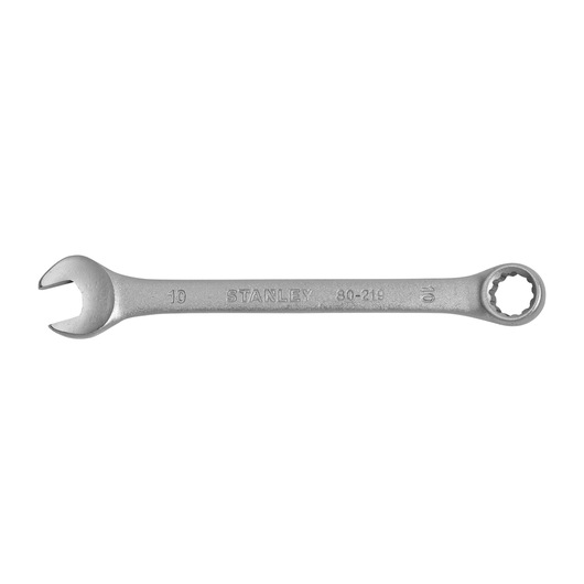 Stanley STMT80219-840 silver combination wrench, front angle, metal hand tool.