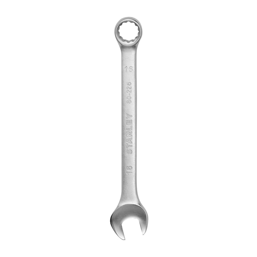 Stanley STMT80226-840 combination wrench, silver steel, front view on white background