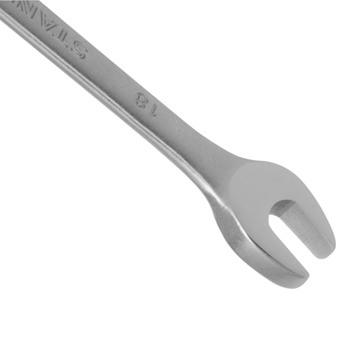 STANLEY STMT80231-840 open-ended wrench, silver, close-up on white background