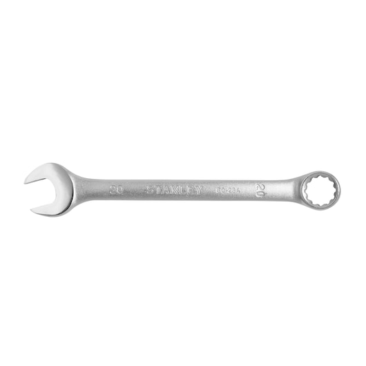 STANLEY STMT80234-840 silver combination wrench, size 20, product photography on white background.