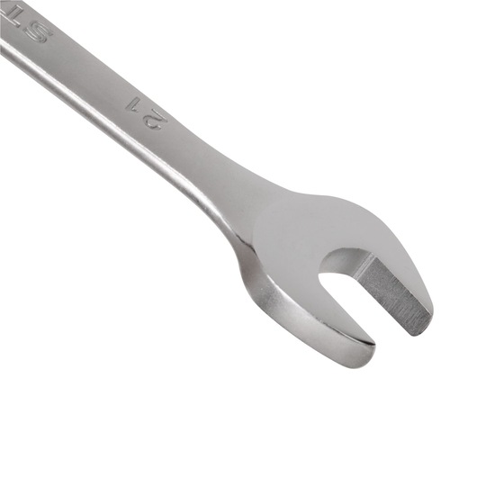 STANLEY STMT80235-840 open-end wrench, silver, photographed from angled side on white background.