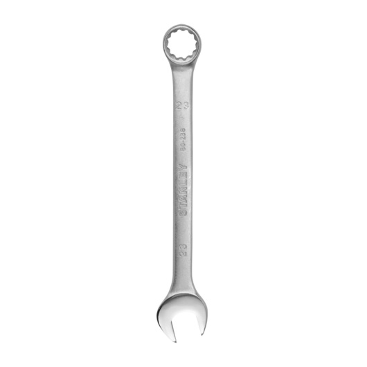 STANLEY STMT80238-840 silver combination wrench, front angle, on white background