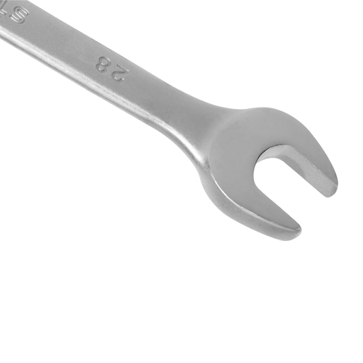 STANLEY STMT80243-8 open-end wrench, silver finish, angled view, hand tool category