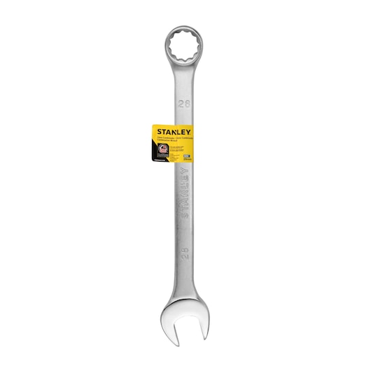 STANLEY STMT80243-8 combination wrench, silver, 28mm size, photo on white background, product photography.