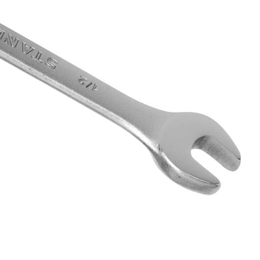 STANLEY STMT80251-840 open-end wrench, silver finish, photography, angled on white background