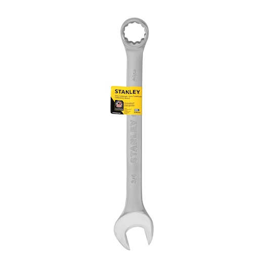 STANLEY STMT80255-840 combination wrench, silver, front angle, product on white background.